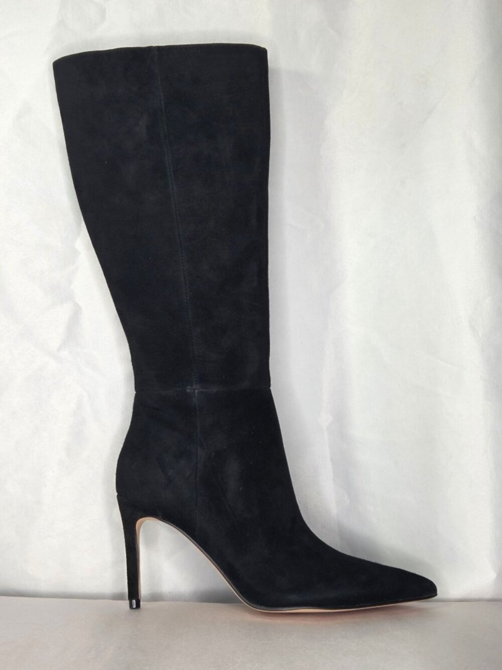 Nine West Cook Tall Stiletto Dress Boots, Black Suede, 6